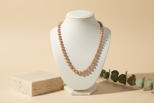 Elegant Mint light Brown Pearl Necklace