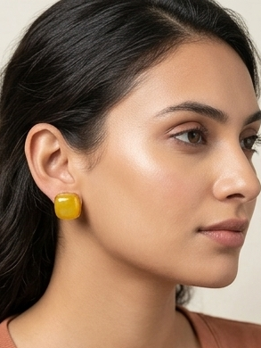 Amber Honey Square Studs
