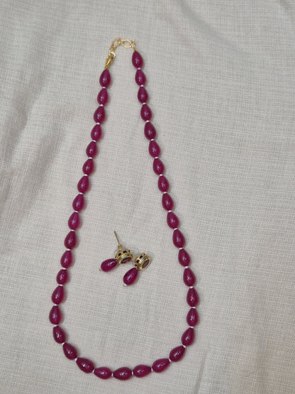 Bold Maroon Bead Necklace & Earring Set