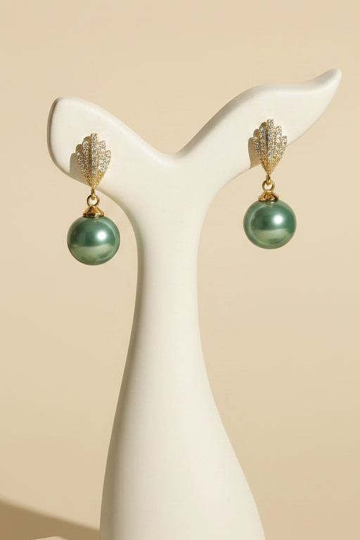 Mint Green Pearl Earrings