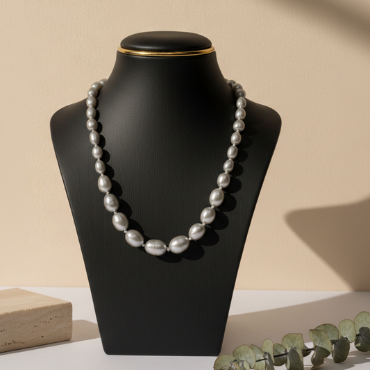 Elegant Mint Gray Pearl Necklace