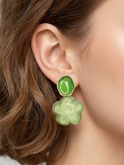 Green Flower Earrings