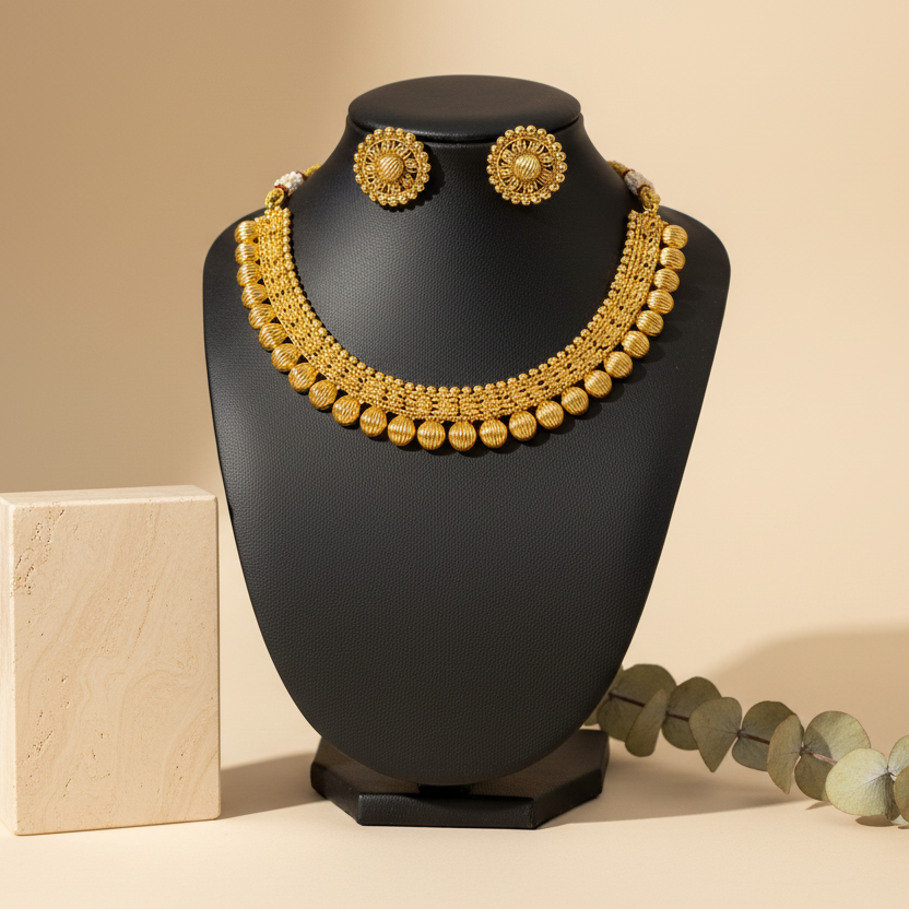 Golden Choker With Earrings