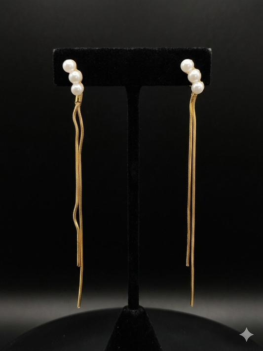 Golden Long Length Earrings