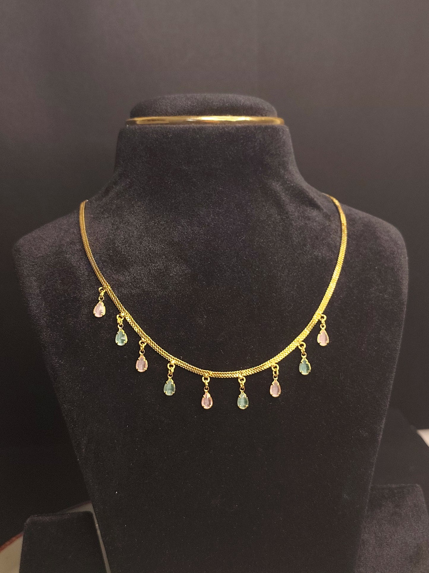 Tiny Oval Necklace Gold Imitation