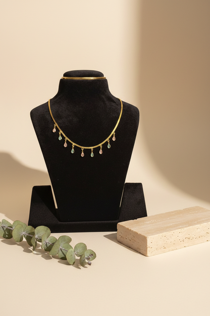Tiny Oval Necklace Gold Imitation
