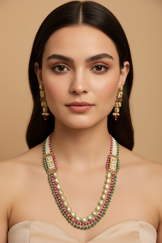 Multi Colour Necklace With Matching Earrings DB00047