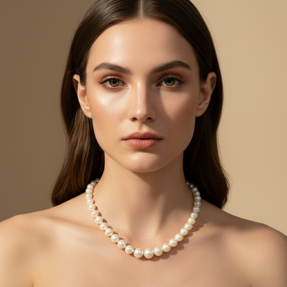Elegant Mint  White Pearl Necklace