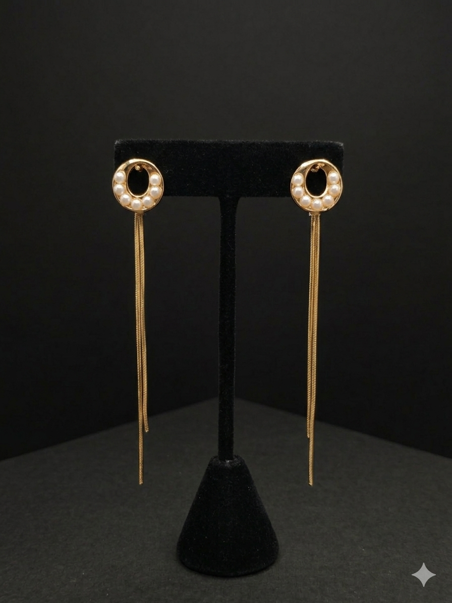 Golden Long Length Earrings