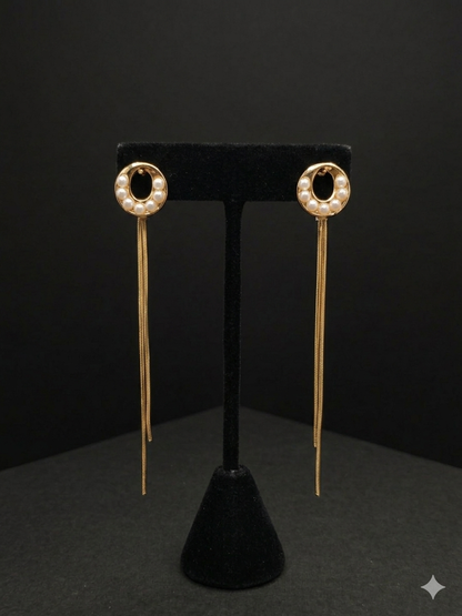Golden Long Length Earrings