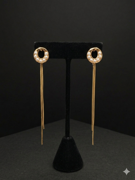 Golden Long Length Earrings