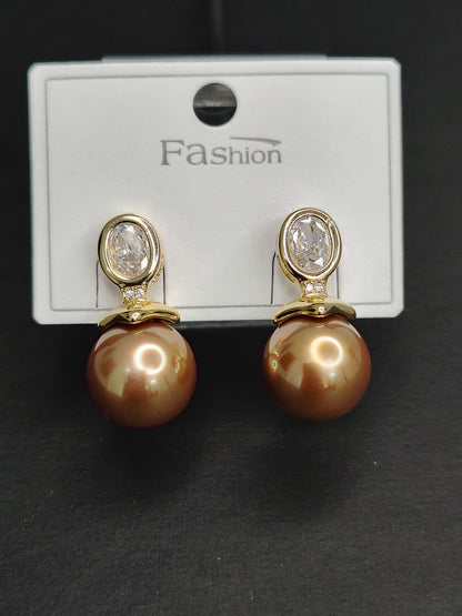 Brown Pearl Earrings