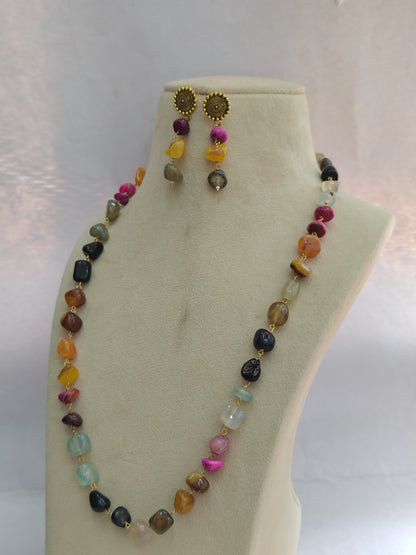 Multi colour Stone Look Necklace & Earring Set