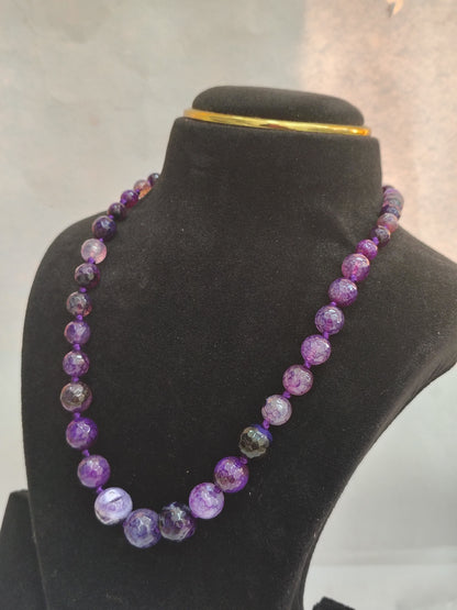 Earthtone Purple Dragon Vein Agate Beaded Necklace