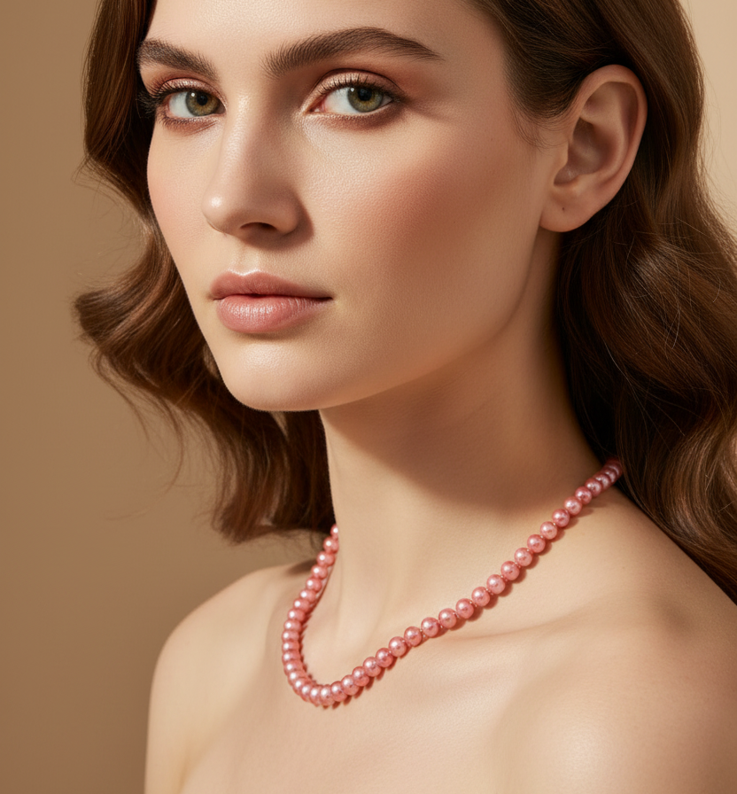 Elegant Mint Pink Pearl Necklace