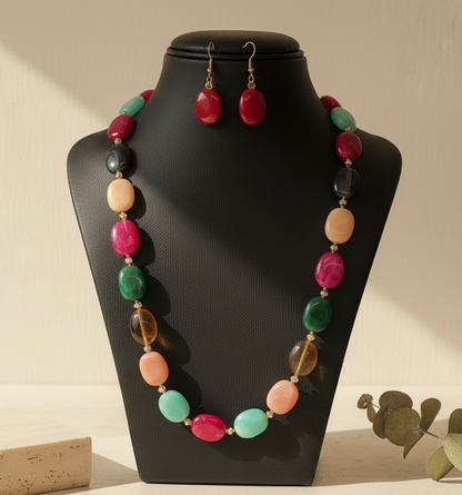 Pearl Multi Colour With Earrings