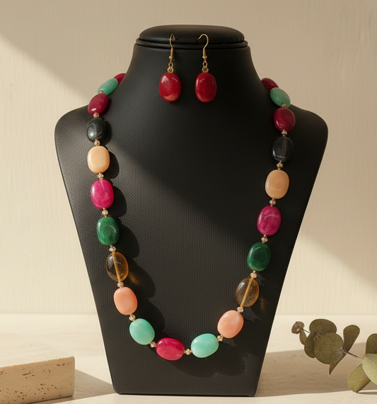 Pearl Multi Colour With Earrings