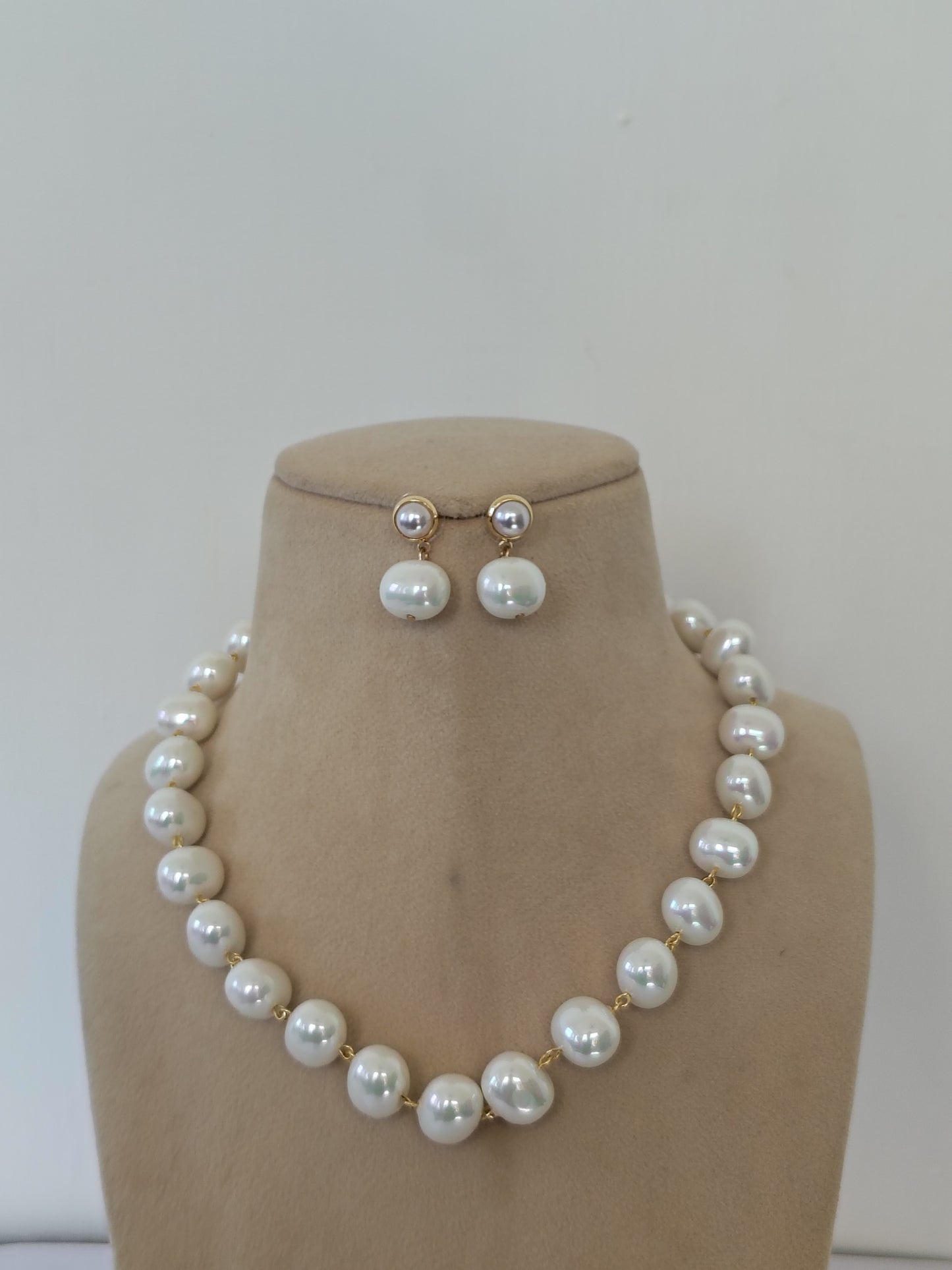 Japanese Pearl Statement Necklace & Drop Earring Set