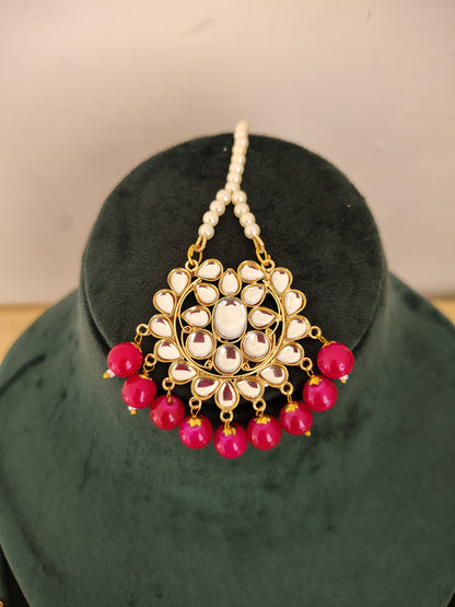 Bright Pink Kundan Set - Premium Quality