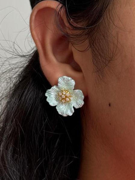 Arctic Blue Floral Earrings
