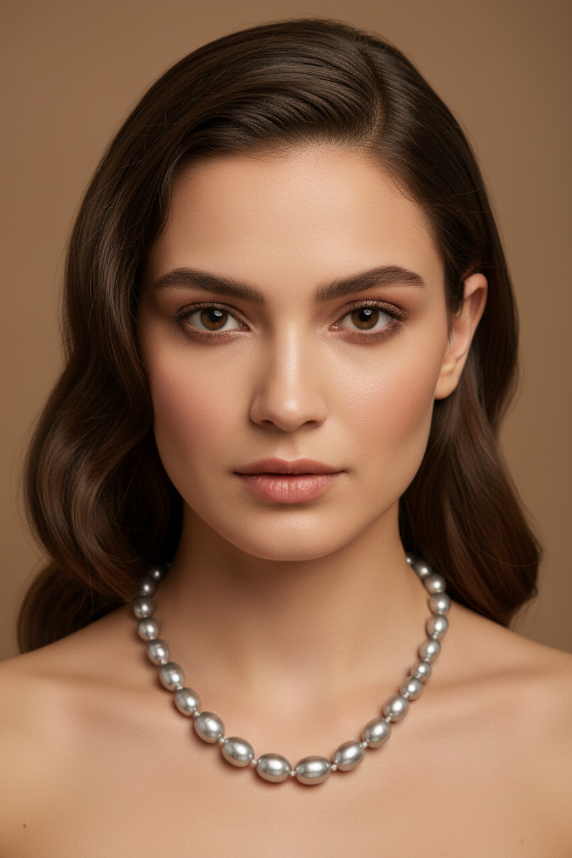 Elegant Mint Gray Pearl Necklace