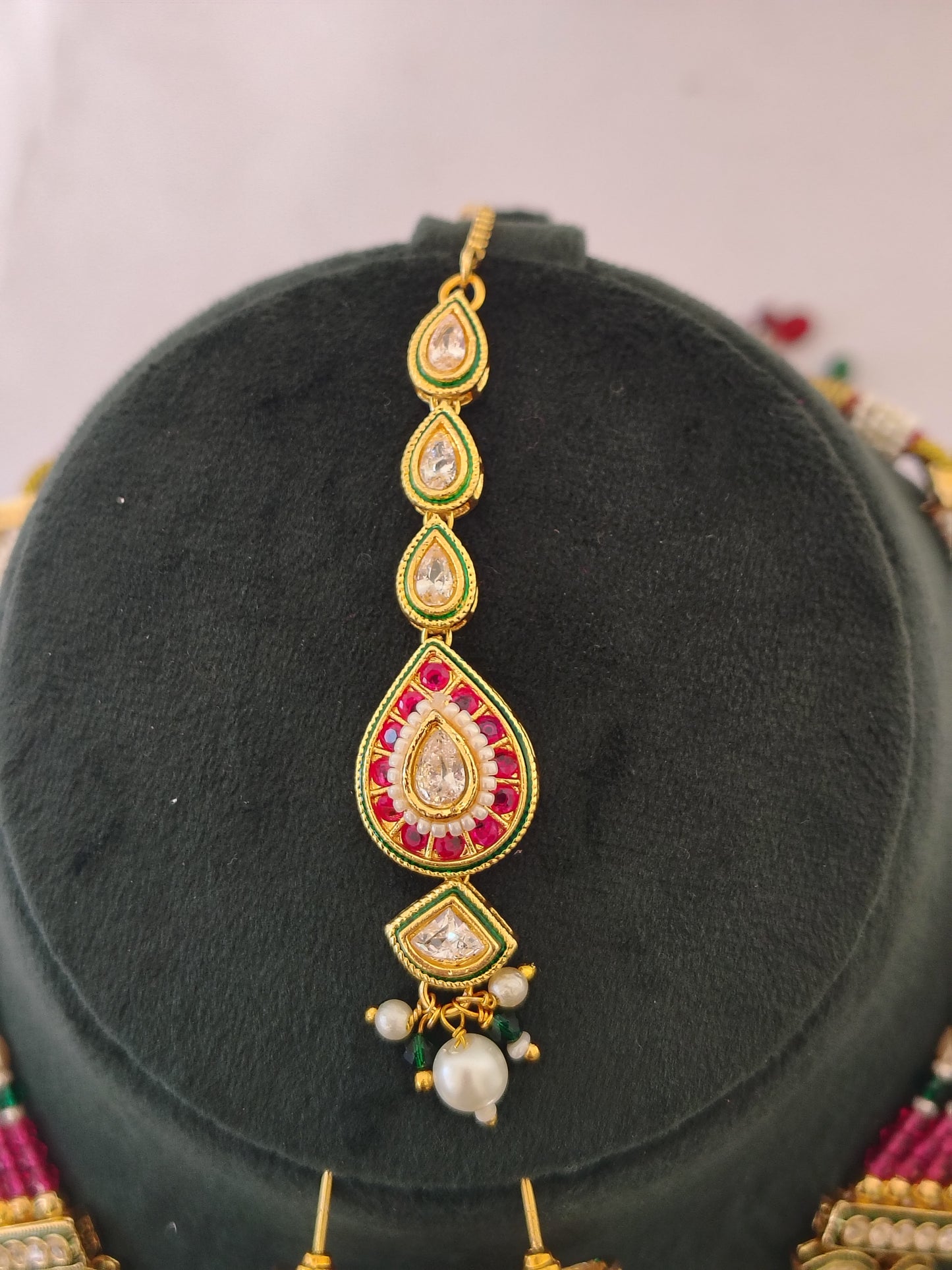 Royal Necklace Multi Colour Matching Maang Tikka and Earrings