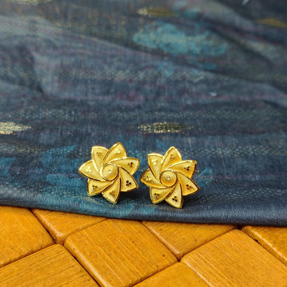 Gold Plated Floral Stud Earrings DB00071