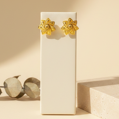 Gold Plated Floral Stud Earrings DB00071
