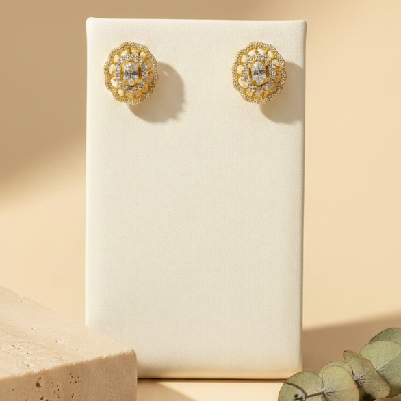 Gold Plated Round Stud Earrings DB00072