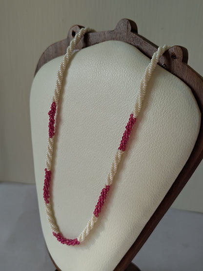 Pink White Pearl Necklace