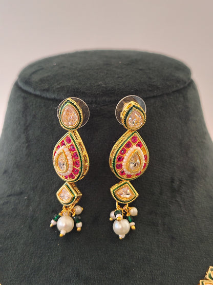 Royal Necklace Multi Colour Matching Maang Tikka and Earrings