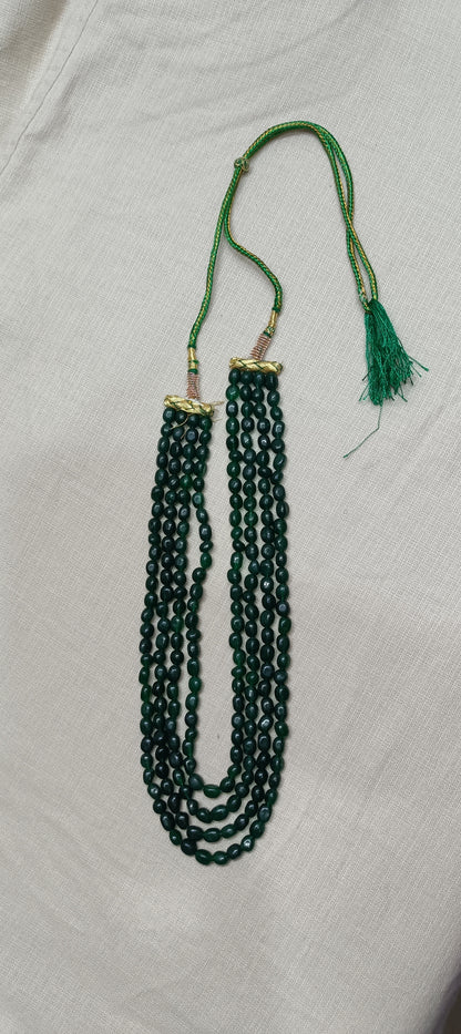 Exquisite Multi-Strand Deep Emerald Green Bead Necklace