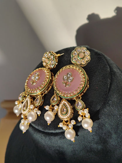 Royal Pastel Pink Choker Set with stone