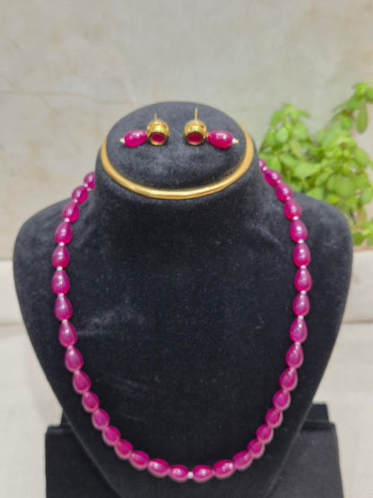 Bold Maroon Bead Necklace & Earring Set