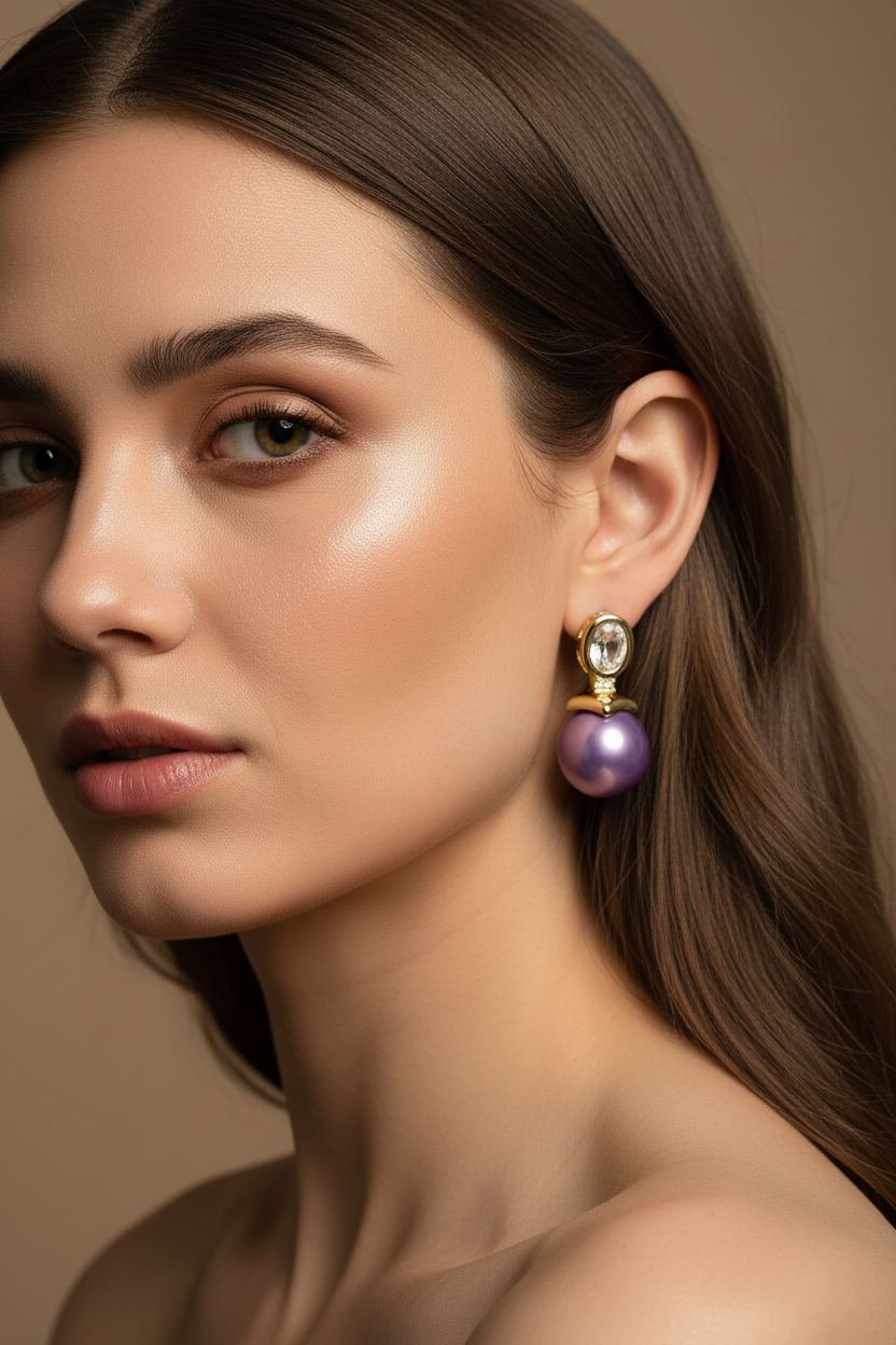 Purple Pearl Earrings