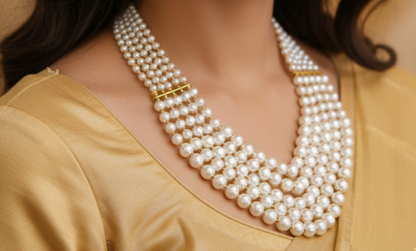 Exquisite Multi-strand White Pearl Necklace - Product Code WML5