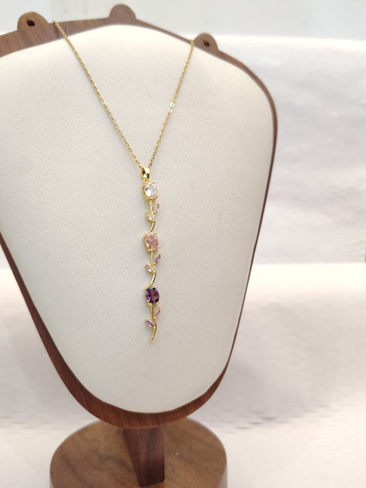 White pink purple Whimsical Tulip Necklace + 2 Surprise gifts