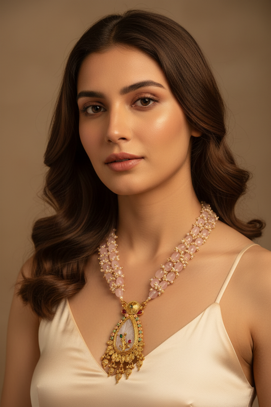 Baby Pink Long Necklace DB00056