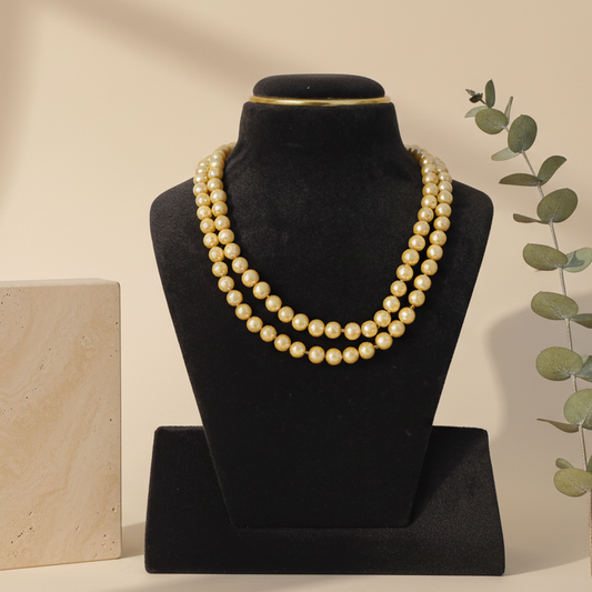 Golden Pearl Long Necklace