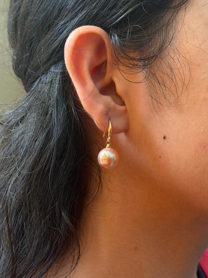 Dusty Rose Pearl Earrings
