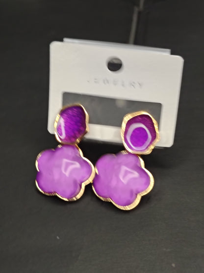 Purple Flower Earrings