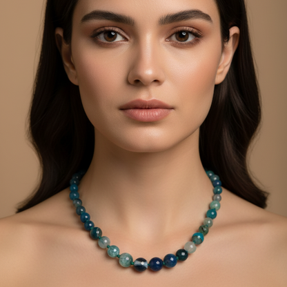 Oceanic Teal & Green Agate Beaded Statement Necklace