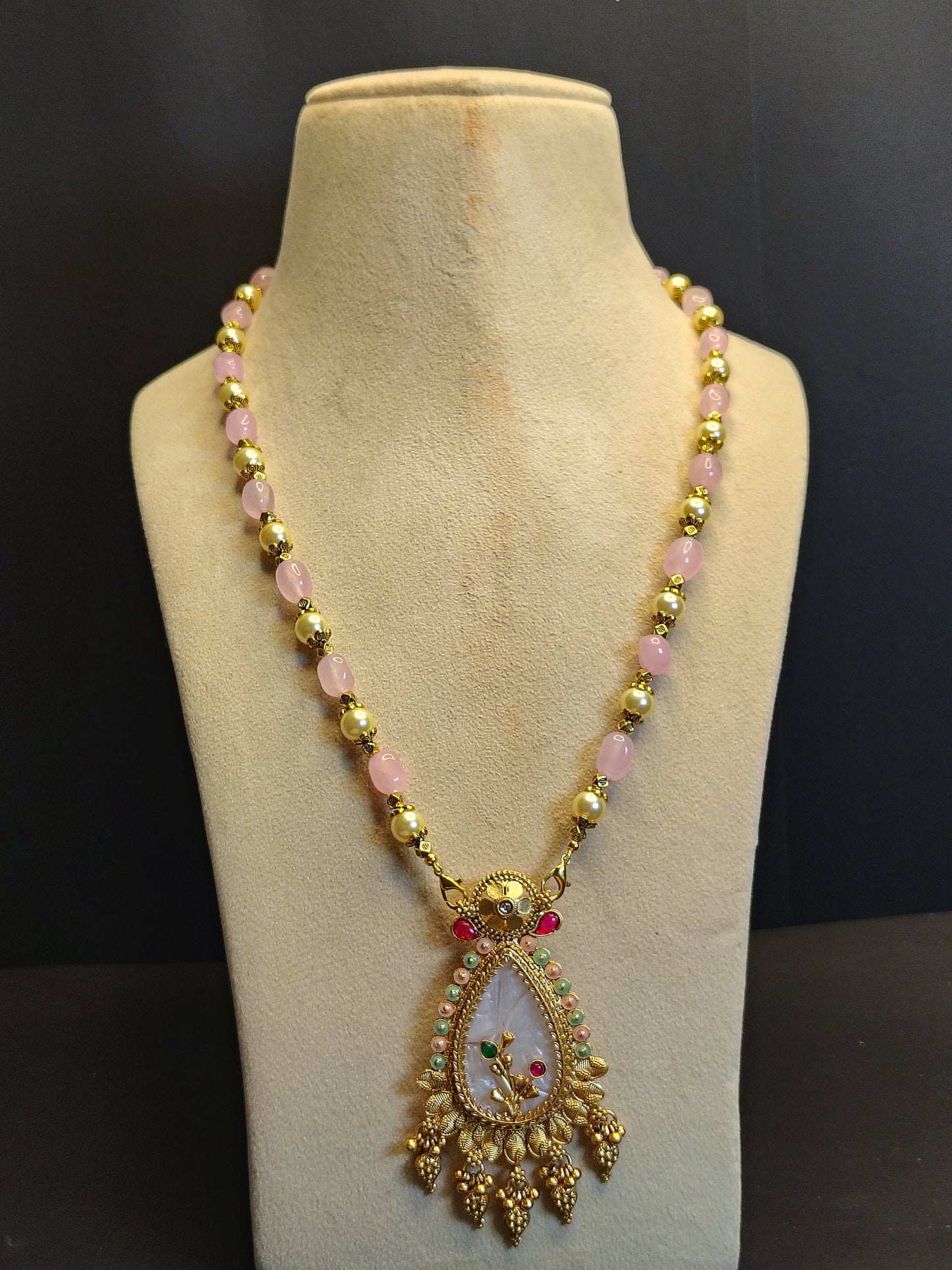 Pink & Golden Shade Long Necklace DB00053