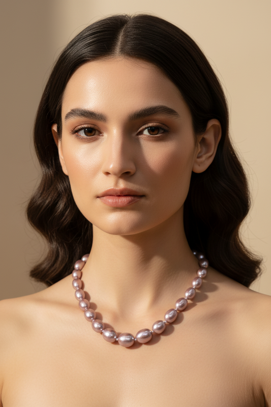 Elegant Mint Purple Pearl Necklace