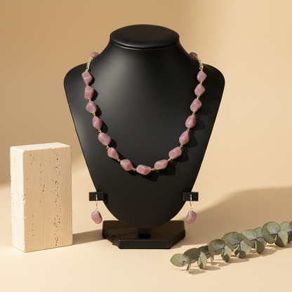 Light Purple Beads Necklace With Earrings