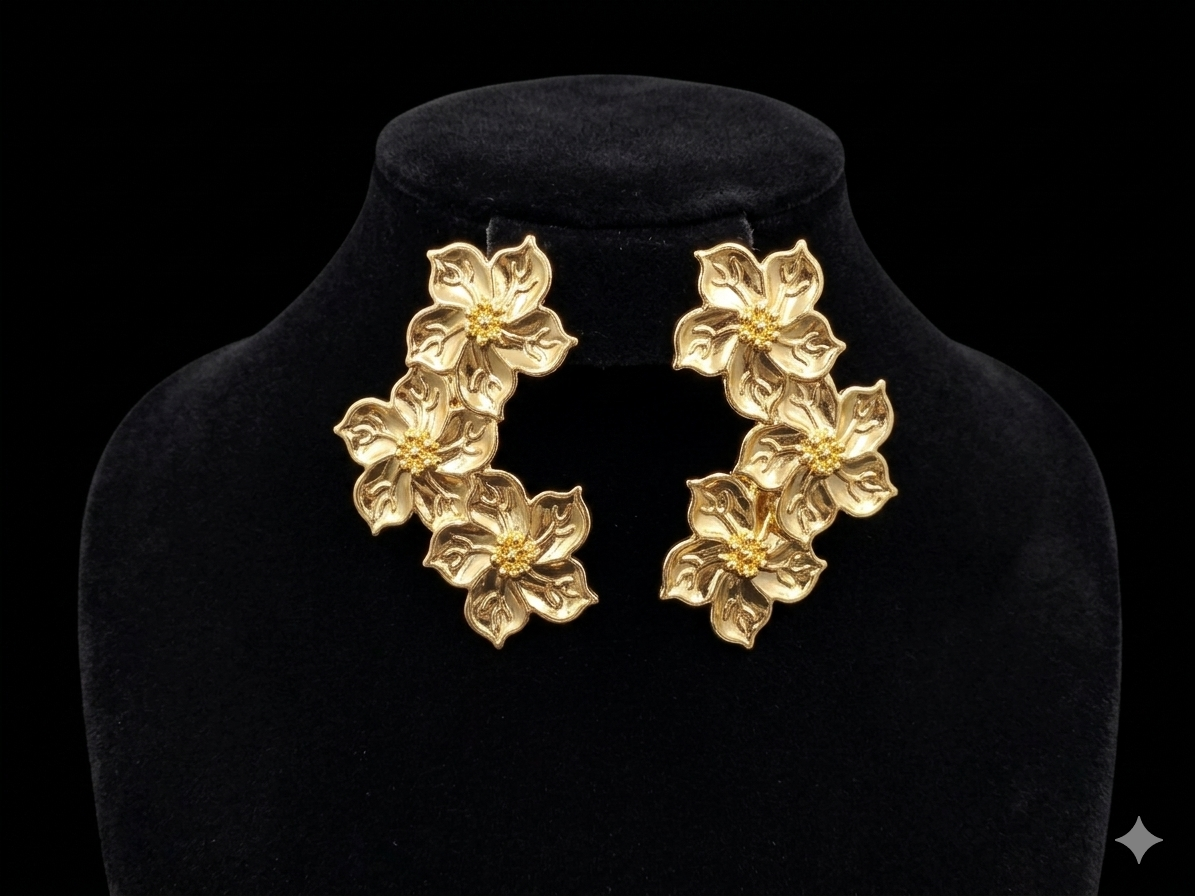 Golden Long Length Earrings