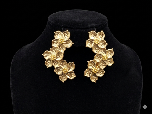 Golden Long Length Earrings