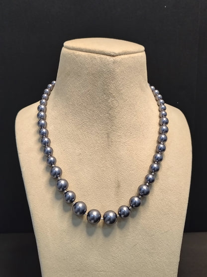 Elegant Mint  Bright Gray Pearl Necklace