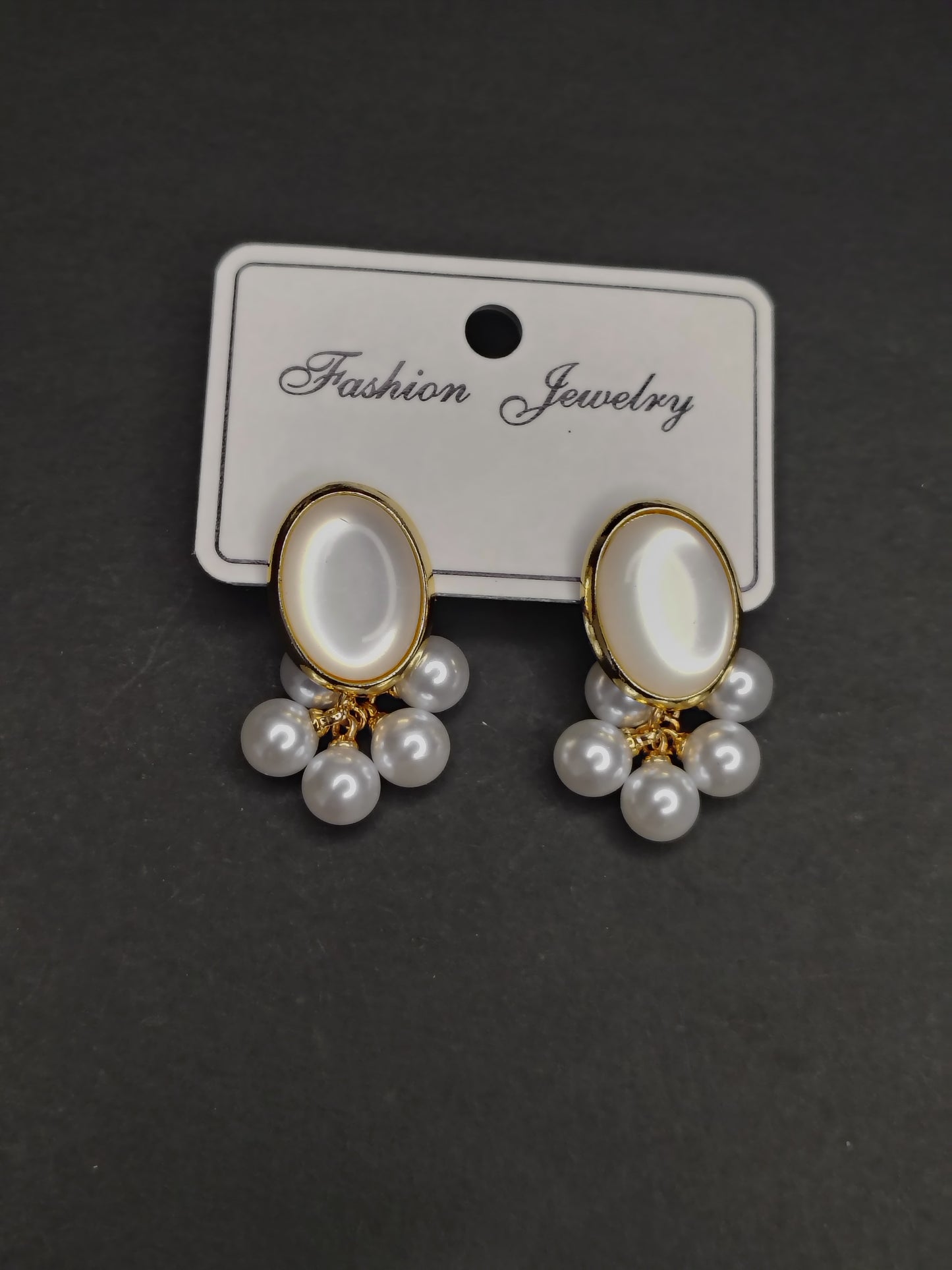 White & Golden Pearl Earrings