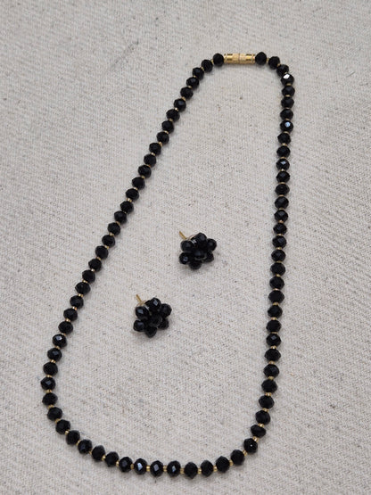 Black Diamond Cut Beads Necklace